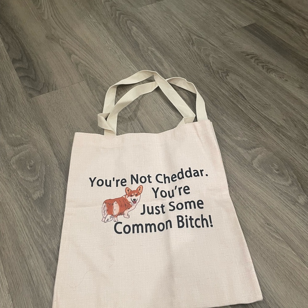 Brooklyn 99 Canvas Tote Bag with Corgi Graphic - Light Pink